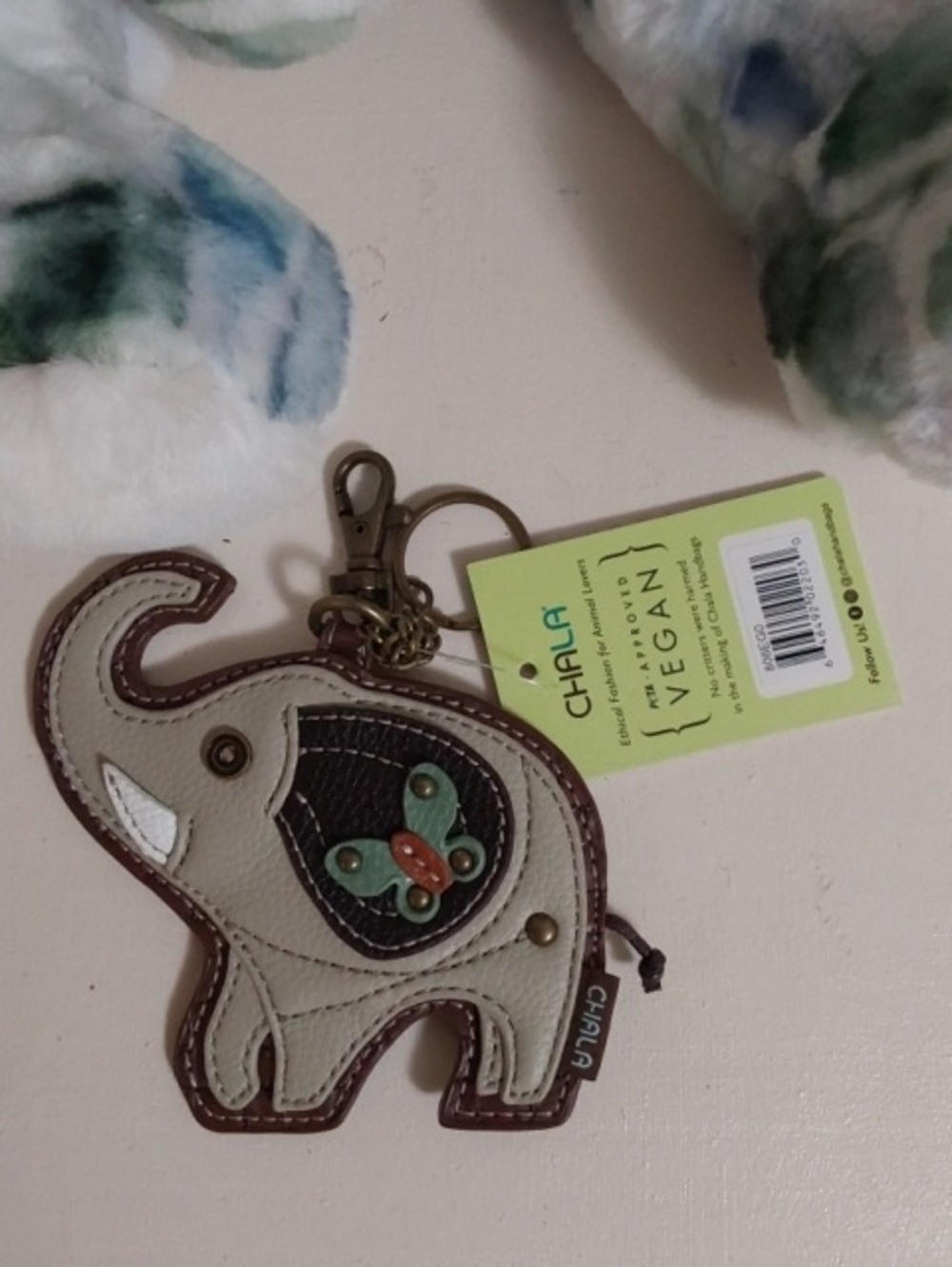 NWT Chala Beige Elephant Keychain Coin Pouch